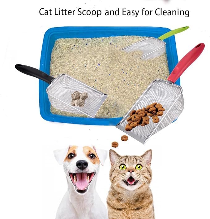 3PCS Cat Litter Scoop, Reptile Stainless Steel Fine Mesh, Litter Cleaner Corner - Image 3