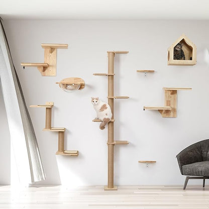 FUKUMARU Cat Wall Shelves, 2 Platform Kitten Wall Furniture, Tree Shape - Image 8
