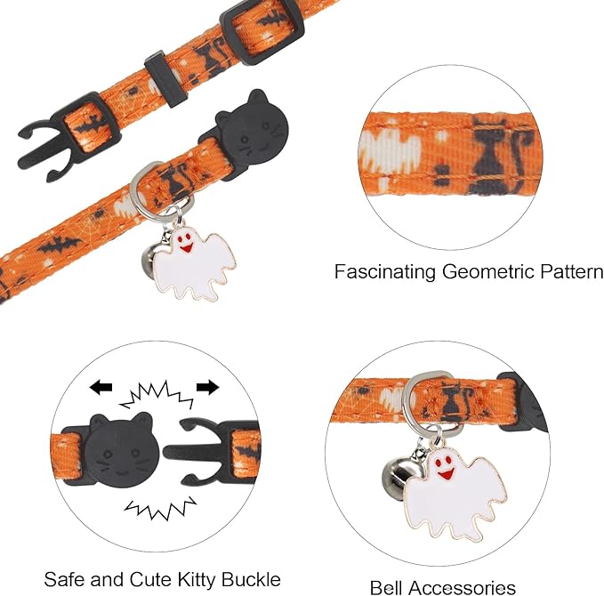 Halloween Cat Collar, Cotton 2 Pack Cat Collar - Image 5