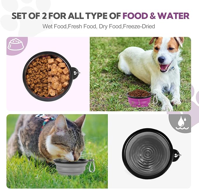 Collapsible Dog Bowl 2 Pack, Dog Water Bowls - Image 2