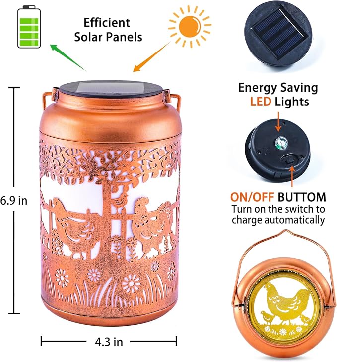 Chicken Solar Lanterns Outdoor Hanging Waterproof Solar Lights Chicken Gifts - Image 6