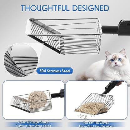 Cat Litter Scoop Long Handle: 22"-40.5" Extendable Metal Cat Poop Scooper - Image 4