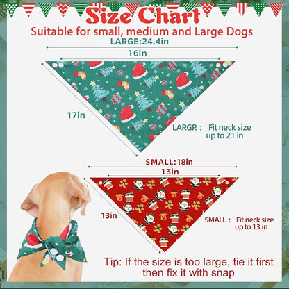PAWCHIE Christmas Dog Bandanas 4 Pack, Reversible Dog Party Triangle Scarf Bibs - Image 2