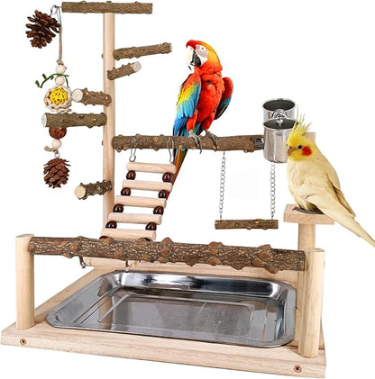 Bird Playground Natural Parrot Toys Perch Stand Cockatiel Swing - Image 7
