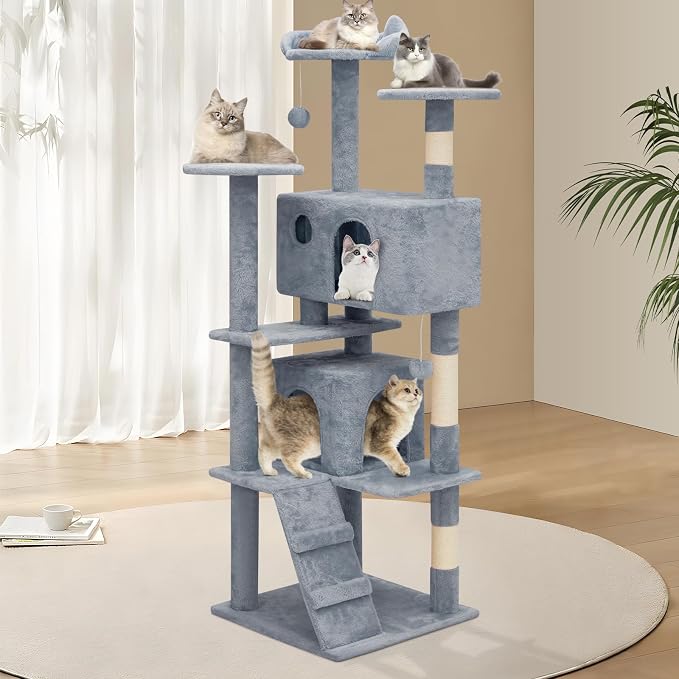 Athena Collection Cat Tree, 62 Inch Cat Tree Tower - Image 3