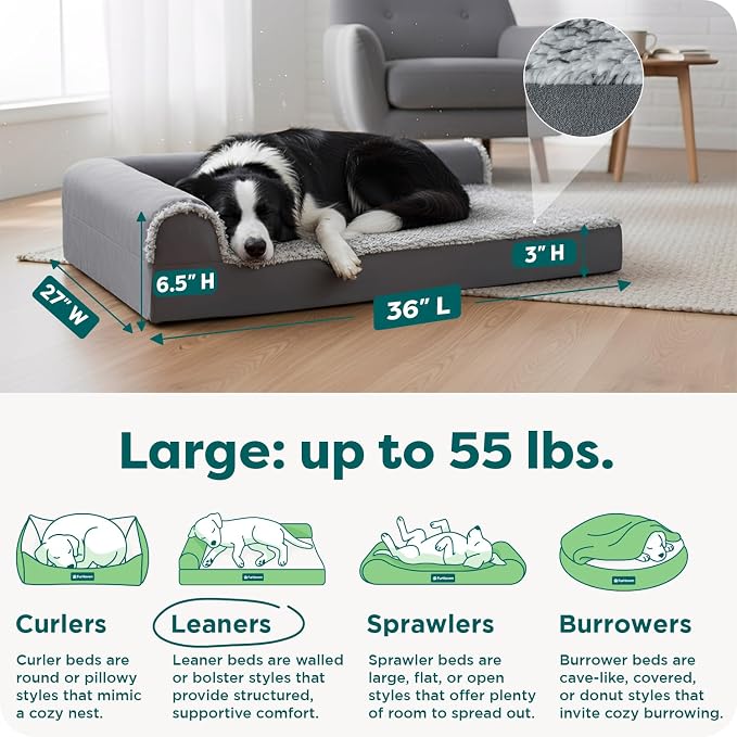 FurHaven Orthopedic Dog Bed for Large Dogs, L-Shaped Chaise Contour - Image 3