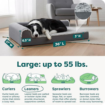 FurHaven Orthopedic Dog Bed for Large Dogs, L-Shaped Chaise Contour - Image 3