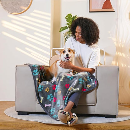 Luciphia 1 Pack 3 Blankets Fluffy Premium Fleece Pet Blanket Flannel Paw - Image 6