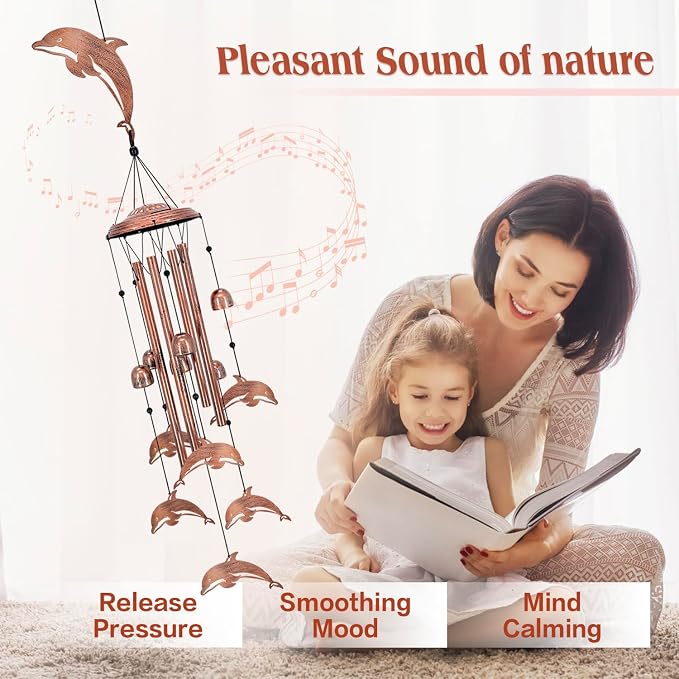 Dolphin Wind Chimes for Outside, Dolphin Gifts for Women/Men/Sympathy - Image 4