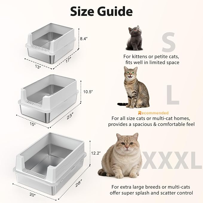 FURTIME XXXL Extra Large Stainless Steel Litter Box - Image 6