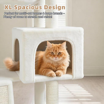 Cat Tree with Cat Condo and Two Hammocks, Cat Tree with Scratching Posts and - Image 6