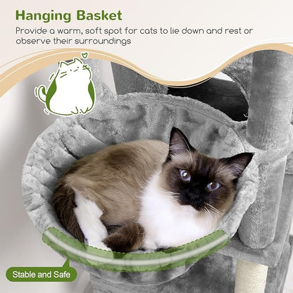 Globlazer Cat Tree Tower, 76-Inch Extra Tall Multi-Level Cat Furniture - Image 5