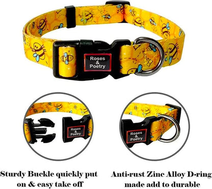 Roses&Poetry Dog Collar with Colourful Bee Patterns, Adjustable Durable Puppy - Image 5