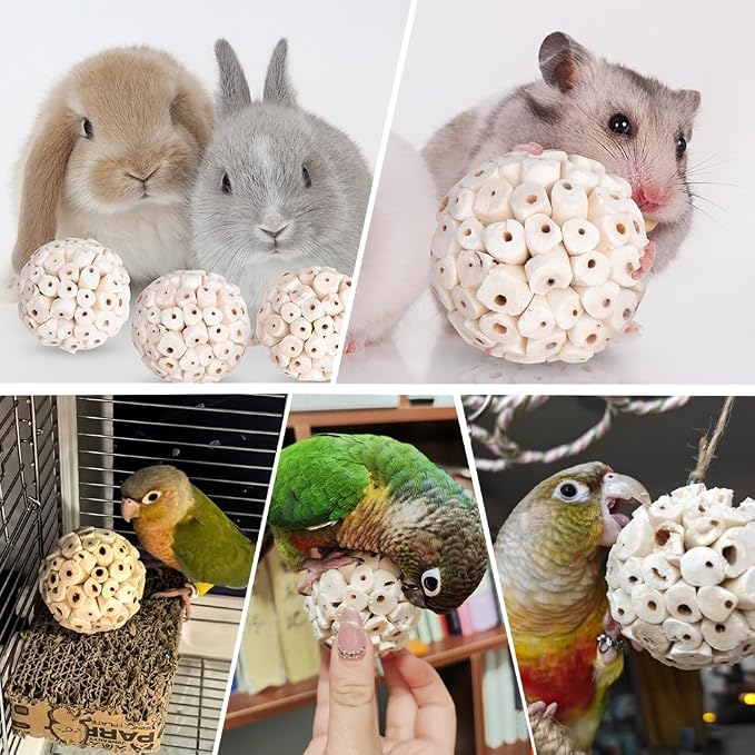 9 Pack Bird Toy Sola Balls, Natural Parrot Soft Chew Shredding & Foraging Toy - Image 7