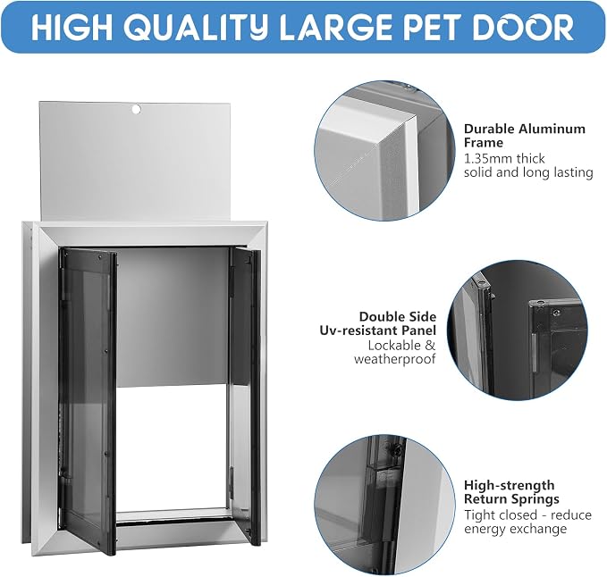 Large Dog Door, Weatherproof Aluminum Dog Door - Image 4