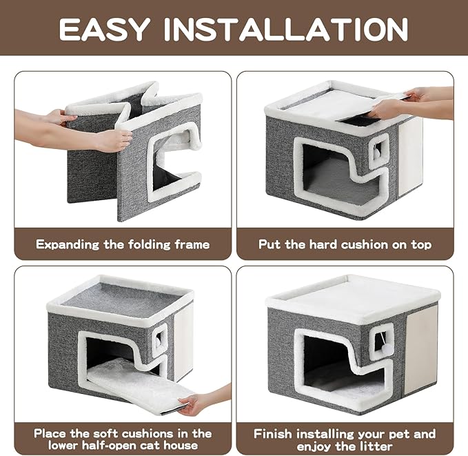 Cat Houses for Indoor Cats, Covered Cave Bed - Image 6