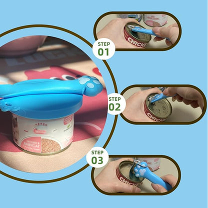 Pet Can Opener & 3 Pcs Cat Food Can Lids | Universal BPA Free Silicone Covers & - Image 2