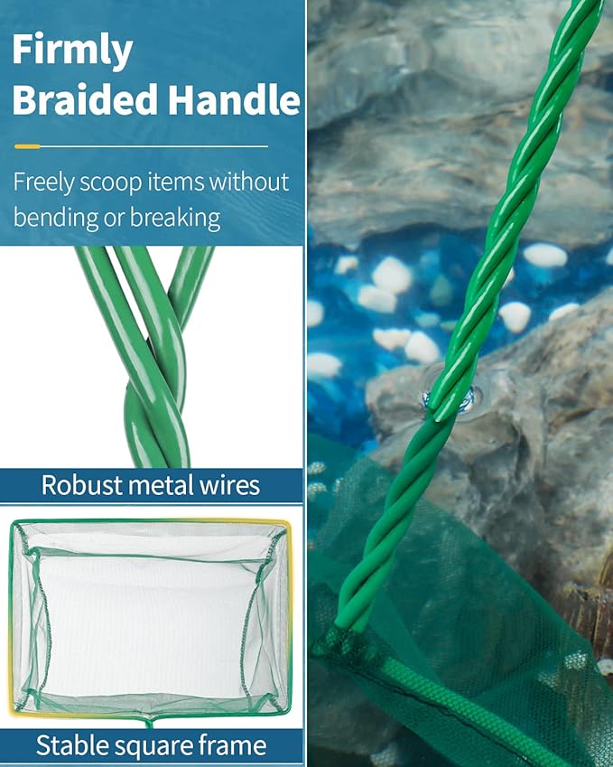 Pawfly Aquarium Fish Net with Braided Metal Handle Square Net with Soft Fine - Image 6