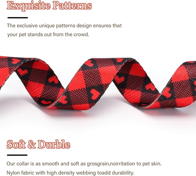 Love Pattern Dog Collar with Buckle Adjustable Safety Nylon Collars - Image 3