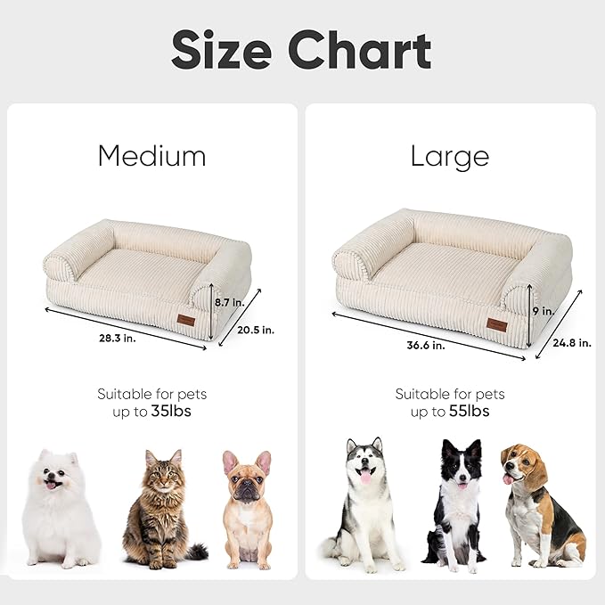 FUKUMARU Dog Couch Bed, Corduroy Cozy Cat Bed - Image 6