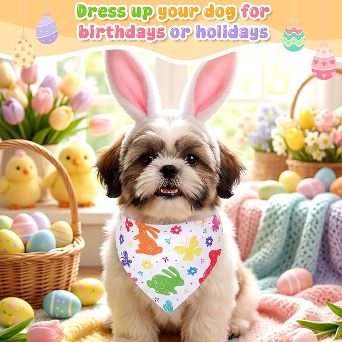Youyole 120 Pcs Easter Dog Bandana Bulks Bunny Dog Bandanas Rabbit Egg Pet - Image 5