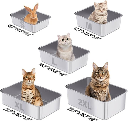 Stainless Steel Litter Box, 23.6“x15.7"x6" Deep Stainless Steel Cat Litter Box - Image 6