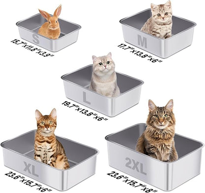 Stainless Steel Litter Box 2 Pack, 23.6“x15.7"x6" Deep Stainless Steel Cat - Image 7