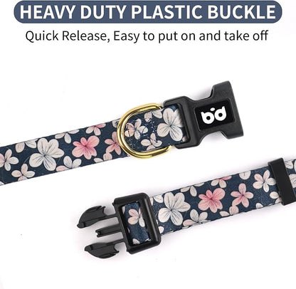 QQPETS Adjustable Soft Dog Collar: Print Flower Pink Multicolor Cute Patterns - Image 3