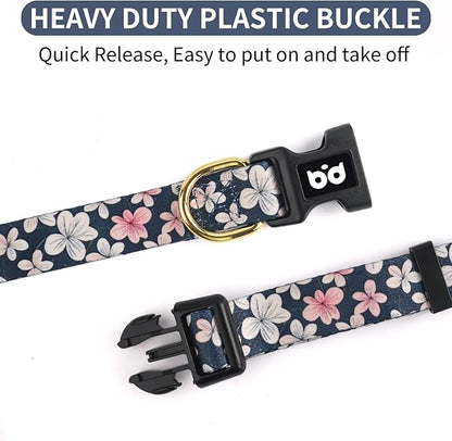 QQPETS Adjustable Soft Dog Collar: Print Flower Pink Multicolor Cute Patterns - Image 3