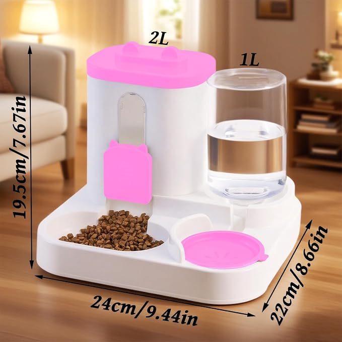 Gravity Cat Feeder and Water Dispenser, 2 in 1 Automatic Cat Feeder, 2 Pack - Image 2