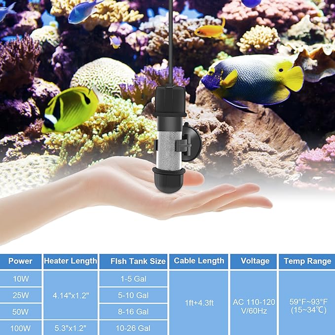 hygger Small Aquarium Betta Heater, Submersible Fish Tank Heater - Image 5