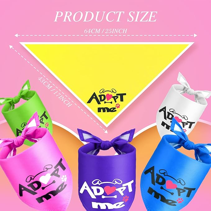 20 Pack Adopt Me Dog Bandanas Plain Adopt Me Triangle Dog Bandana Reversible - Image 5