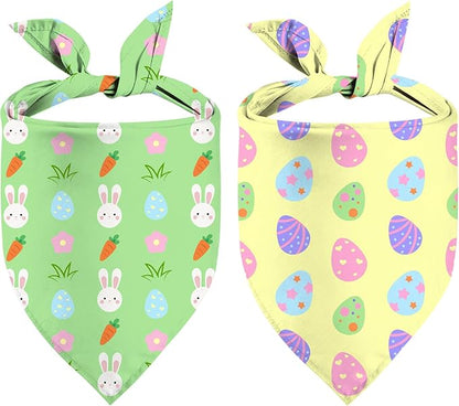 Easter Dog Bandana, 2 Pack Adjustable Holiday Party Birthday Pets Rabbit Easter by XGXHZYLC