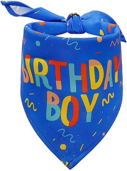 Birthday Boy Dog Bandana, Printed Dog Bandana Pet Scarf Dog Birthday Party by Lcekterur
