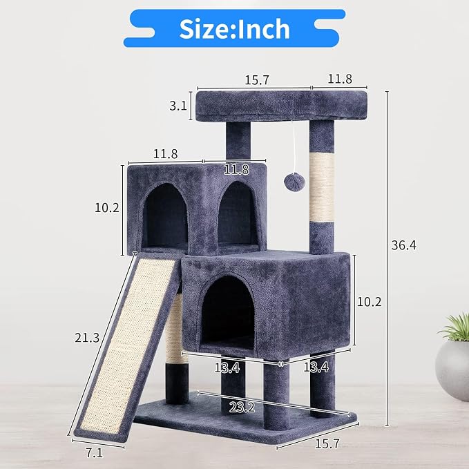 Cat Tree Tower, 36.4" Small Cat Tower - Image 7