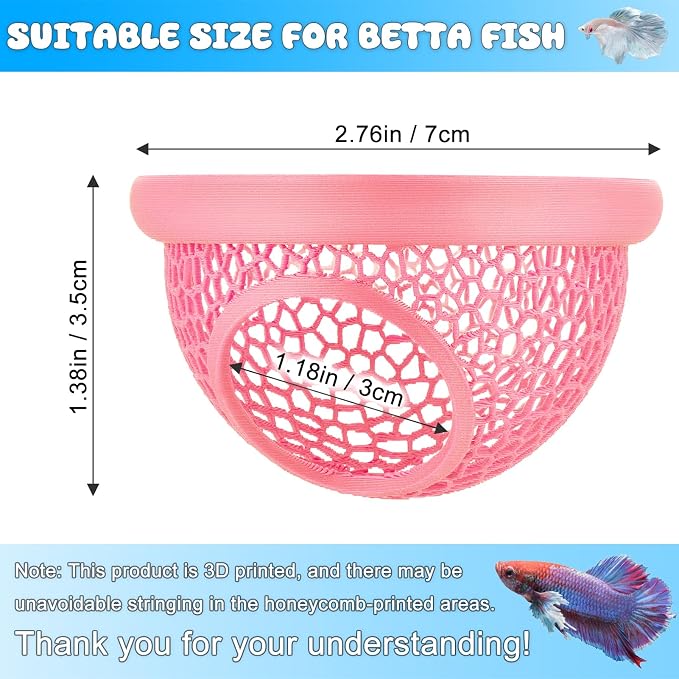 Pink Floating Betta Hide & Shrimp Cave – 3D Printed Aquarium Hammock, Feeding - Image 3