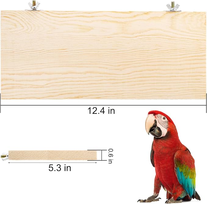 Okllen 3 Pack Bird Perch Stand, Parrot Wood Platform, Natural Wooden Perch Toys - Image 2