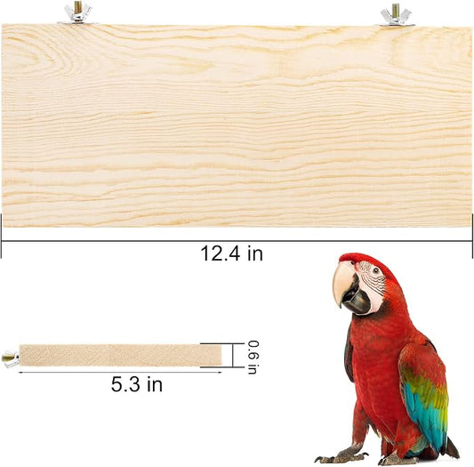 Okllen 3 Pack Bird Perch Stand, Parrot Wood Platform, Natural Wooden Perch Toys - Image 2