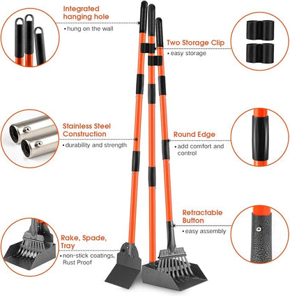 Pooper Scooper, Detachable Long Handle Dog Pooper Scoopers - Image 2