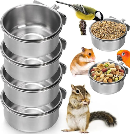 Okllen 4 Pack Bird Feeding Dish Cups, Detachable Stainless Steel Bird Food Bowls by Okllen
