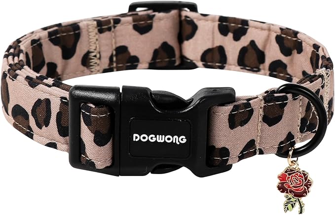 DOGWONG Fall Leopard Dog Collar- Cute Classic Animal Dog Collars Adjustable by DOGWONG