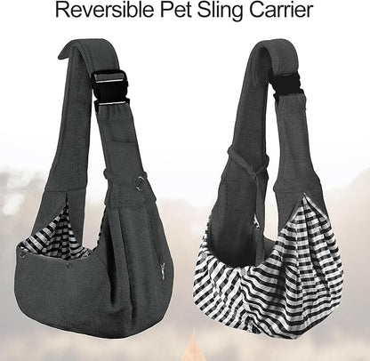 PETLOFT Reversible Dog Cat Sling Carrier, Small Carrier, Adjustable Sling - Image 5