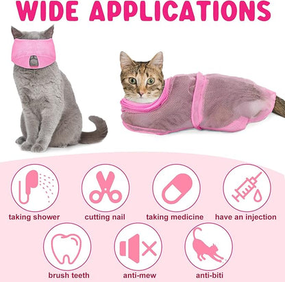 9 Pcs Cat Bathing Bag Set Cat Shower Bag Anti Bite and Scratch - Image 4