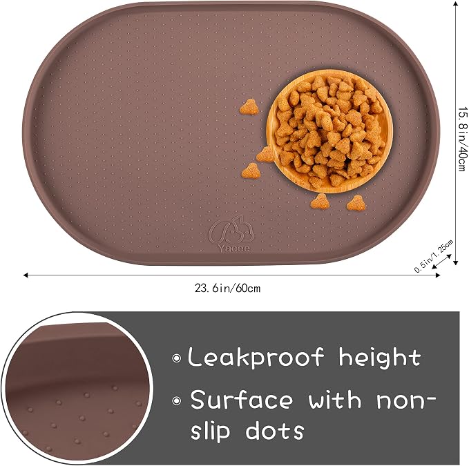 100% Waterproof 0.5" Raised Edge BPA Free Silicone Dog Food Mat, Pet Cat - Image 2