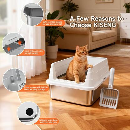 Stainless Steel Cat Litter Box, Odor Free Metal Litter Box - Image 6