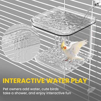 No Mess Automatic Bird Feeder, Transparent Seed Food Container, Bird Cage - Image 6
