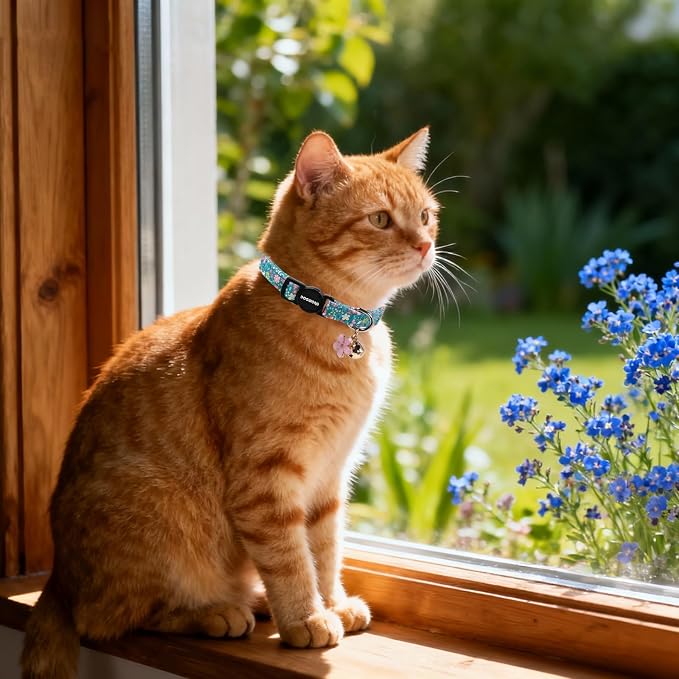 2 Pack Green Flower Cat Collars Breakaway - Image 6