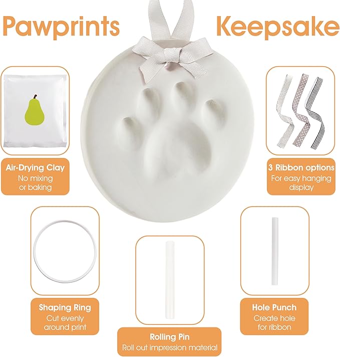 Pearhead Pet Paw Print Keepsake Ornament Kit, Memorial Clay Paw Impression - Image 5