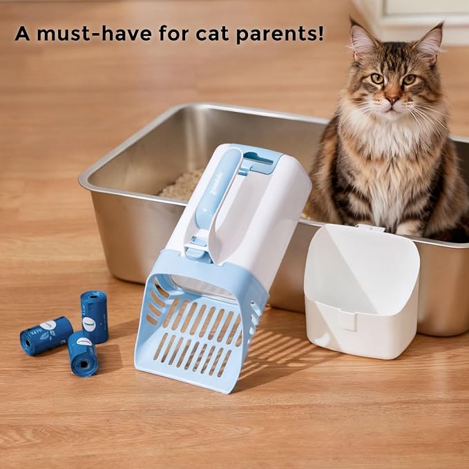 Cat Litter Scoop with Holder & Trash Can, 3-in-1 Mess-Free Poop Scooper - Image 8