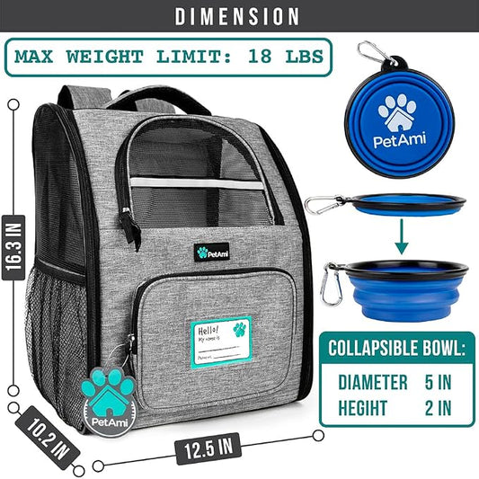 PetAmi Dog Backpack Carrier for Small Large Cat, Ventilated Pet Hiking Backpack - Image 2